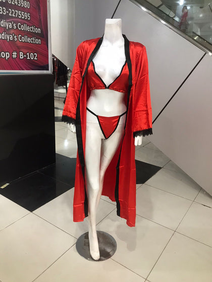 3 Piece set silk gown for women RGshop