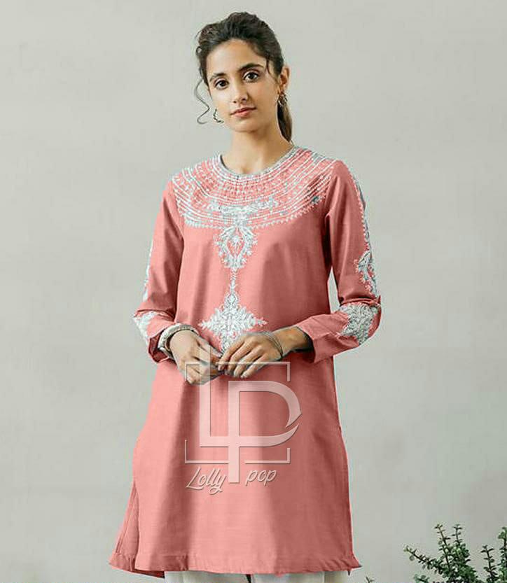 Front Back & Seleves Embroidery Kurti For women. RGshop
