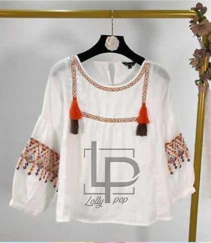 Neck & Sleeve Embroidery Top for women. RGshop