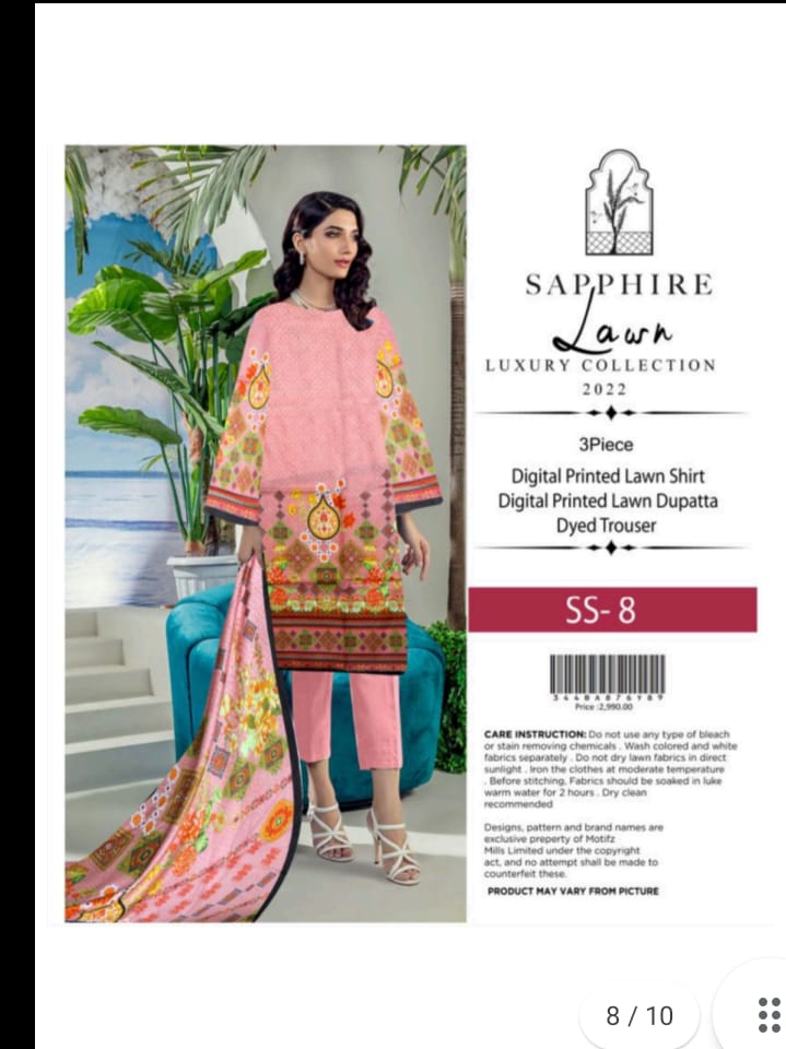 Sapphire 3 Piece printed suit for women SS - 8 RGshop