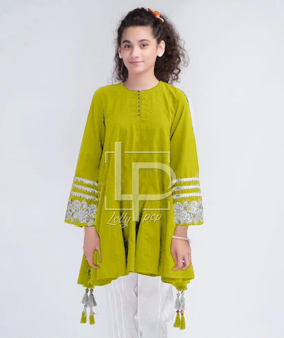 Tussel embroidery kurti for kids. RGshop