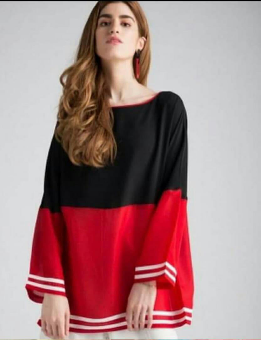 Stylist red & black top for women