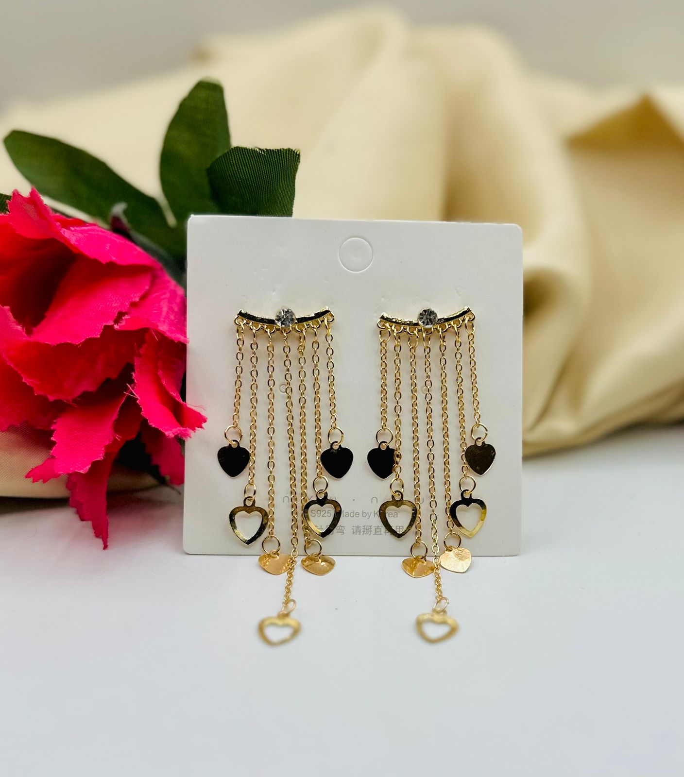 Needly Luxury Exaggerated  Hearts Long tassel Earrings for women
