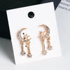 pack of 3 Silver Pins With Diamonds And Moon Earrings For Women RGshop
